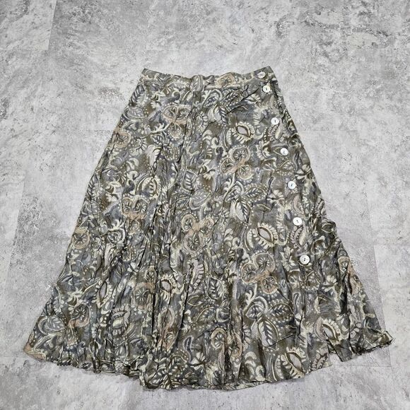 Vintage Sag Harbor Skirt Size Large Midi Abstract Retro Shell Button Hippy - Picture 1 of 10